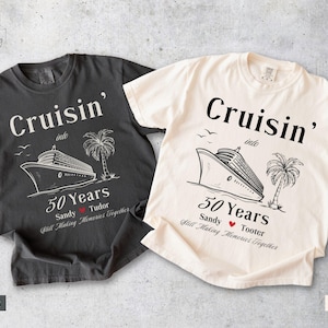 Custom Anniversary Cruise Shirts, Cruising Couple Tees, Personalized Couple Gifts, 50th Wedding Anniversary Matching Couple Vacation Tshirts