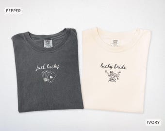 Las Vegas Bachelorette Shirt Lucky in Love Casino Bridal Party Group TShirts Comfort Colors Custom Feeling Lucky Girls Trip Tee