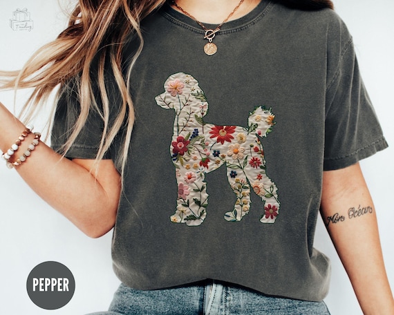 Comfort Colors Poodle Shirt, Floral Standard Poodle Tee, Dog Mama