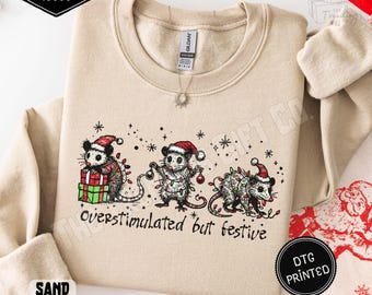 Overprikkelde maar feestelijke buidelrat kersttrui, grappige buidelrat kersttrui, meme trui
