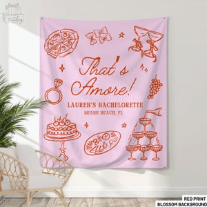 Thats Amore Bridal Shower Banner, Personalized Italian Themed Bachelorette Party Decor, Custom Pizza WineTapestry, Bridal Shower Photo Sign