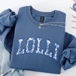 Floral Lolli Grandma Sweatshirt, Toile De Jouy Lolli Crewneck, Lolli Sweater, Christmas Lolli Gifts, Mothers Day Gift for Lolli Grandma