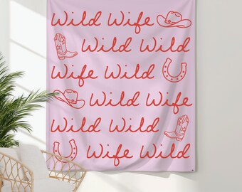 Wild Wild Wife Western Bachelorette Banner, Cowgirl Bachelorette Tapestry, Last Rodeo Bach Party Decor, Personalized Nashville Trip Backdrop