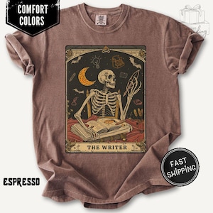 Författar-T-shirt, författare-T-shirt, författare-skelett-T-shirt, rolig gåva för romanförfattare