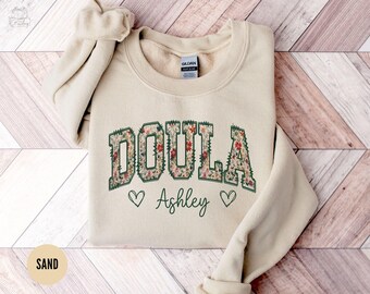 Felpa personalizzata per doula, regalo di ringraziamento per infermiera, maglione personalizzato per doula, felpa girocollo per ostetrica, maglietta per infermiera di sala parto, regalo personalizzato per doula