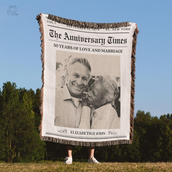 Personalized 50th Wedding Anniversary Blanket for Parents Couples 50th Anniversary Gift Golden Wedding Woven Throw custom Picture Tapestry Etsy