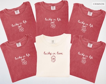Lucky in Love Bachelorette Shirt, Comfort Colors Las Vegas Girls Trip T- Shirt, Casino Night Tee, Custom Bridal Party Tshirts