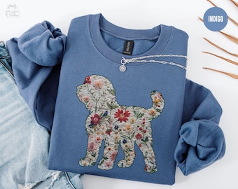 Blommig Doodle Mama-tröja, Goldendoodle mamma-tröja, Golden Doodle mamma-gåva rund hals, Doodle-älskare-gåva för hundägare