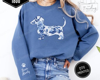 Personalisierter Dackel-Pullover, individuell gestalteter Dackel-Mama-Pullover, Toile-Dackel-Pullover, Geschenk zum Muttertag für Hundeliebhaber, neues Dackel-Shirt