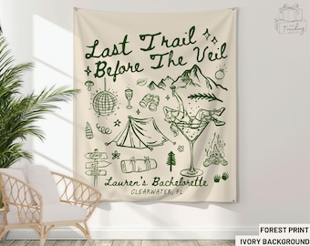 Custom Camping Bachelorette Trip Banner, Camp Bach Tapestry, Lake Tahoe Bridal Party Decor, Lake Outdoor Girls Weekend Backdrop, Hiking Bach