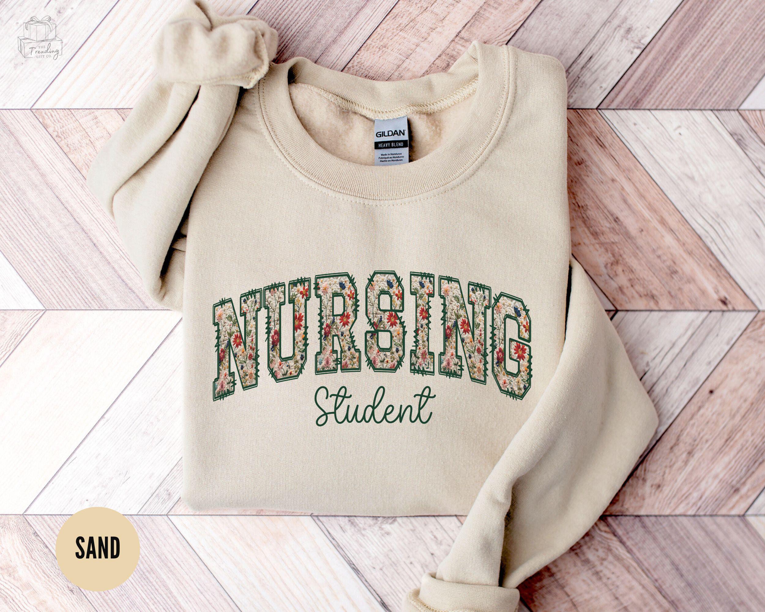 Nursing Student Sweatshirt, Floral Nursing School Sweater, Rn Grad Crewneck, Future Nurse Shirt, Nurse Week Gift, CNA Graduation Gift