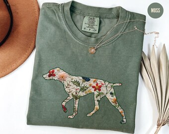 Bloemen kortharige Duitse aanwijzer, T-shirt wilde bloemen, Comfort Colors® Duitse aanwijzer moeder T-shirt, moeder kortharige aanwijzer cadeau