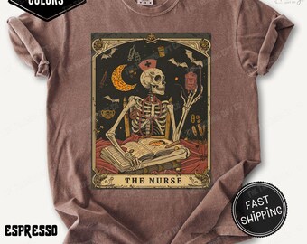 Halloween Nurse Shirt, Skeleton Tarot Card Tshirt, Fall Nurse Tee, Nursing School Graduation Gift,Spooky Nurse Tarot Card T-shirt