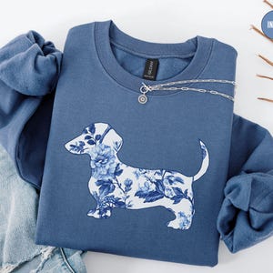 Floral Dachshund Sweatshirt, Doxie Mama Crewneck, Toile Dachshund Lover Dog Mothers Day Sweater, Funny Pet Owner Gift, New Wiener Dog Shirt