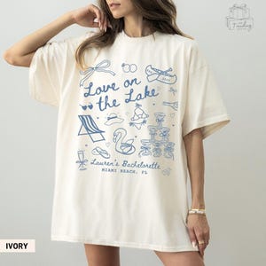 Maglietta personalizzata &quot;Love On The Lake Bachelorette&quot;, maglietta Comfort Colors &quot;Lake Bachelor Party&quot;, maglietta &quot;Lake Bride Mountain Camping Bachelor&quot;