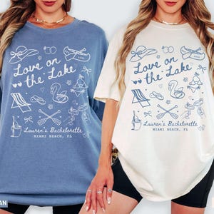 Maglietta personalizzata &quot;Love On The Lake Bachelorette&quot;, maglietta Comfort Colors &quot;Lake Bachelor Party&quot;, maglietta &quot;Lake Bride Mountain Camping Bachelor&quot;