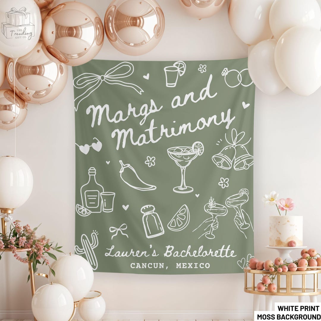 Margs and Matrimony Bachelorette Banner, Mexico Bach Decor, Custom ...