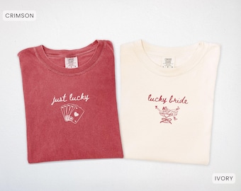 Las Vegas Bachelorette Shirt Lucky in Love Personalized Casino Bridal Party Group TShirts Comfort Colors Custom Feeling Lucky Girls Trip Tee