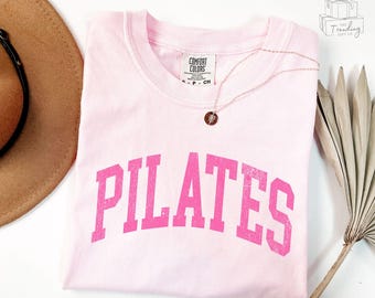 Pilates Shir Comfort Colors Pilates Instructor Gifts, College Letters Pilates Mom T-Shirt, Pilates Lover Tee, Pilates Coach Crewneck