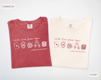 Las Vegas Bachelorette Shirt Lucky in Love Personalized Casino Bridal Party Group Tess Comfort Colors Custom Feeling Lucky Girls Trip Tshirt