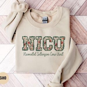 Bloemen NICU-verpleegkundige sweater, verpleegkundige pensioen cadeau neonatale verpleegkundige, neonatale Icu-trui, verpleegkundige ronde hals, afstudeercadeau verpleegschool