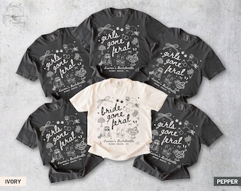 Girls Gone Feral Bachelorette Party Shirt, Feral Raccoon Bride Tshirt, Comfort Colors Matching Bridal Party Outfit, Custom Bachelorette Tee