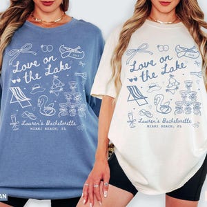 Maglietta &quot;Love On The Lake Bachelorette&quot;, maglietta personalizzata Comfort Colors Lake Bachelor Party, maglietta personalizzata Lake Bride Mountain Camping Bachelor