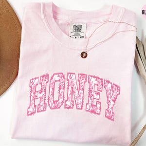 Pink Toile De Jouy Shirt Honey Shirt, Mothers Day Gift , Comfort Colors® Honey Valentine Gift, Coquette Grandma Floral Honey TShirt