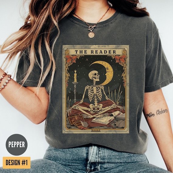 Comfort Colors® the Reader Tarot Card Shirt, Skeleton