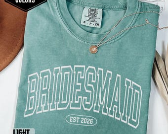 Custom Bridal Party Shirts, Personalized Bridesmaid Tees, Comfort Colors Getting Ready Outfit, Bridesmaid Proposal Gift, Bachelorette Party