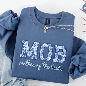 Toile De Jouy Mother of the Bride Sweatshirt, MOB Shirts,Getting Ready Bridal Party Outfit,Floral Bride Mom Gift,Coquette Bride Mama Sweater