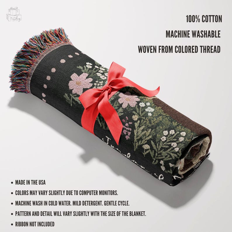 Custom Mom Blanket Gift, Christmas Present  From Kids, Mama BearWoven Throw, Custom Message Woodland Tapestry, Personalized Picnic Blanket