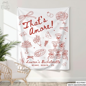 Thats Amore Bridal Shower Decor, Personalized Italian Themed Bachelorette Party Banner, Custom Pizza WineTapestry, Bridal Shower Photo Sign