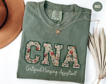 Camiseta de CNA, Camiseta de Enfermera, Asistente de Enfermería Certificado, Camiseta de CNA de Comfort Colors, Regalo de CNA, Camiseta de Agradecimiento a la Enfermera, Camiseta para la Semana de la Futura Enfermera