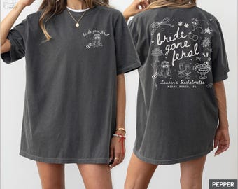 Girls Gone Feral Bachelorette Party Shirt, Feral Raccoon Bride Tshirt, Comfort Colors Matching Bridal Party Outfit, Custom Bachelorette Tee