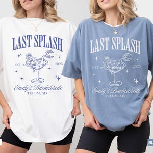 Magliette da addio al nubilato Last Splash, maglietta da addio al nubilato sulla spiaggia, maglietta personalizzata da addio al nubilato sulla costa, magliette personalizzate da viaggio per ragazze con colori comodi