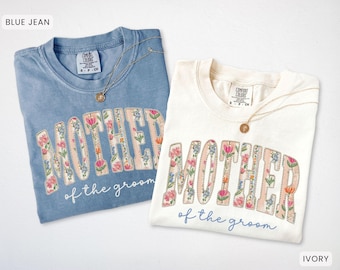 Comfort Colors® Mother of the Bride Groom Shirt, Faux Pearl MOB Tee, MOG Gift Getting Ready Bridal Outfit, Mom Matching Wedding Shirt