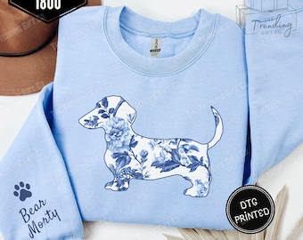 Personalisierter Dackel-Pullover, Doxie Mama Rundhalsausschnitt, Toile-Dackel-Pullover, Geschenk zum Muttertag für Hundeliebhaber, Neues Dackel-Shirt