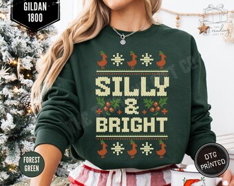 Silly Goose Funny Christmas Sweatshirt, Ugly Christmas Sweater, Goose Lover Gift, Matching Couple Holiday Party Outfit, Secret Santa Gift
