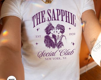 Subtle Lesbian Pride Baby Tee, Sapphic Social Club Tshirt, WLW Femme Shirt, Vintage Queer Fashion, Bisexual Gay Love Babytee Pride Merch
