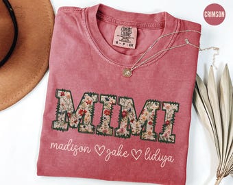 Comfort Colors® Personalisieren Sie Blumenmimi-Hemd, Muttertagsgeschenk für Oma, neues Nana-Hemd, Oma-Hemd, Gigi Mimi-Hemd, Nana-Hemd