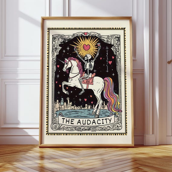 The Audacity Tarot Print, Skeleton Lovers Feminist Poster
