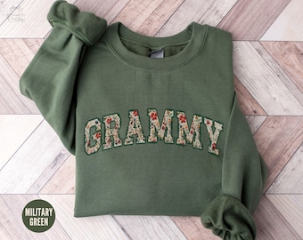 Floral Grammy Sweatshirt, Christmas Grandma Gift, Granny Sweater For Mothers Day, Grammie Crewneck, First Time Grandma Shirt