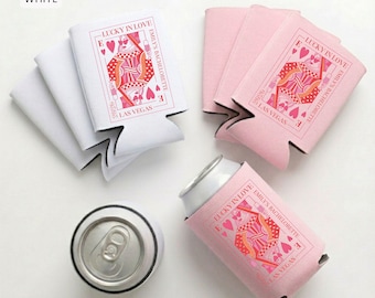 Lucky in Love Bachelorette Can Coolers Las Vegas Bach Party Favors Casino Birthday Decorations Girls Trip Decor Vegas Wedding Beer Sleeve