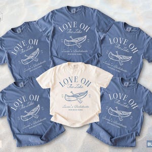 Maglietta &quot;Love On The Lake Bachelorette&quot;, maglietta personalizzata Comfort Colors Lake Bachelor Party, maglietta personalizzata Lake Bride Mountain Camping Bachelor