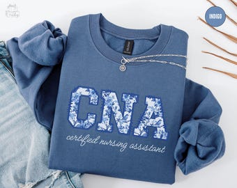 Toile De Jouy CNA Sweatshirt, Certified Nursing Assistant Sweatshirt,Floral CNA Nurse Shirt,Nurse Gift, Nurse Appreciation Gift,Cna Pullover
