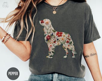 Camiseta floral de Golden Retriever, regalo para mamá Golden con colores cómodos, camiseta para mamá peluda, regalo de Navidad para nuevos dueños de mascotas con flores silvestres.