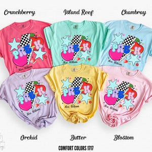 Comfort Colors® Preschool Teacher Custom Shirt,Retro Preschool Tshirt Checkered Pre-K Teacher Shirt Back To School Teacher Appreciation Gift
