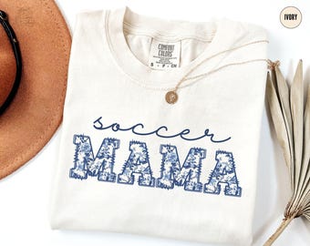 Camiseta Floral para Mãe de Jogador de Futebol, Camiseta Comfort Colors® Toile para Mãe de Jogador de Futebol, Camiseta para Mãe de Jogador de Futebol, Camiseta para Dia de Jogo de Mãe de Jogador de Futebol, Presente para o Dia das Mães para Mães de Esportistas
