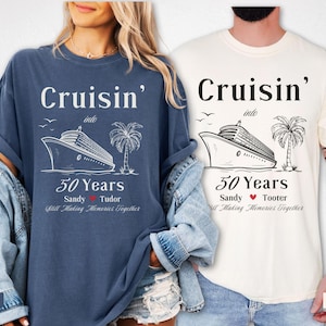 Personalized Anniversary Cruise Shirts, Cruising Couple Tees, Custom Couple Gifts, 50th Wedding Anniversary Matching Couple Vacation Tshirts
